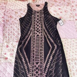 ✿ very pretty Mossimo black & tan patterned dress!!